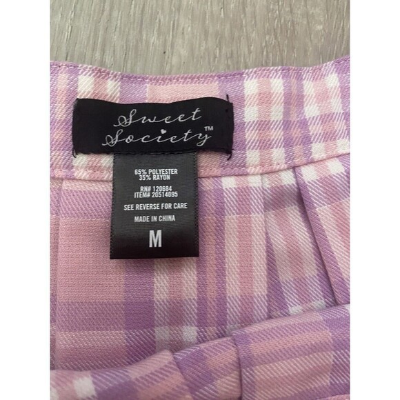 Coquette Y2k Style Sexy Schoolgirl Plaid Skater Skirt Pink Purple Pleat Sz 6 - Picture 3 of 9
